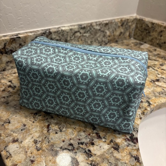 Hand crafted Blue Patterned Cosmetic Bag - Picture 1 of 3